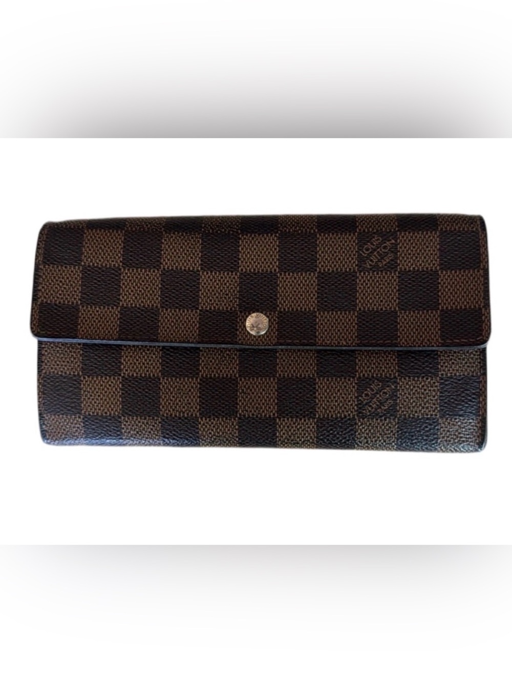 Louis Vuitton Damier Ebene Long Flap Wallet | Snap Closure | Authentic